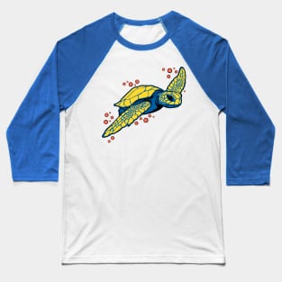 Blue Sea Turtle Baseball T-Shirt